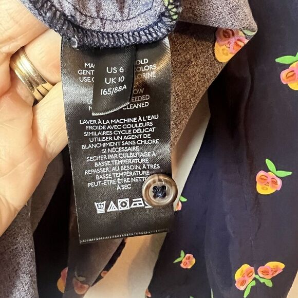 Anthropologie Kendra Dandy Dreamer Button Down Navy Blouse Size 6 EUC - Picture 7 of 9